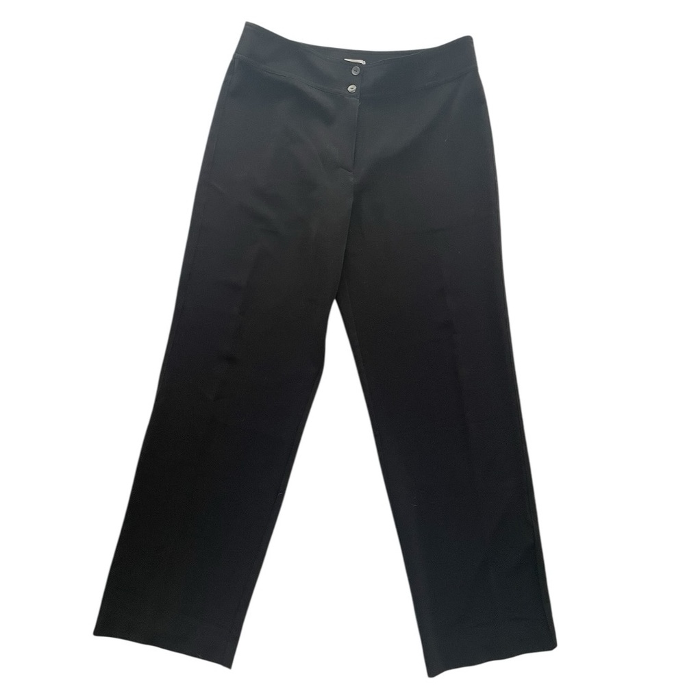 Chicos Black Ponte Knit Straight Leg Pants Size 2 Large Stretch Office Minimal